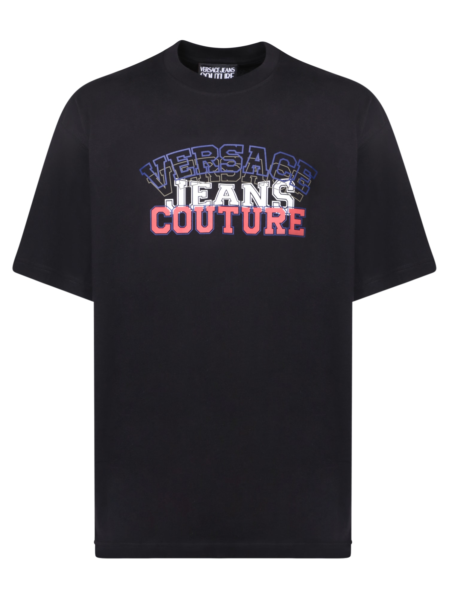Shop Versace Jeans Couture Collage Print Black T-shirt By