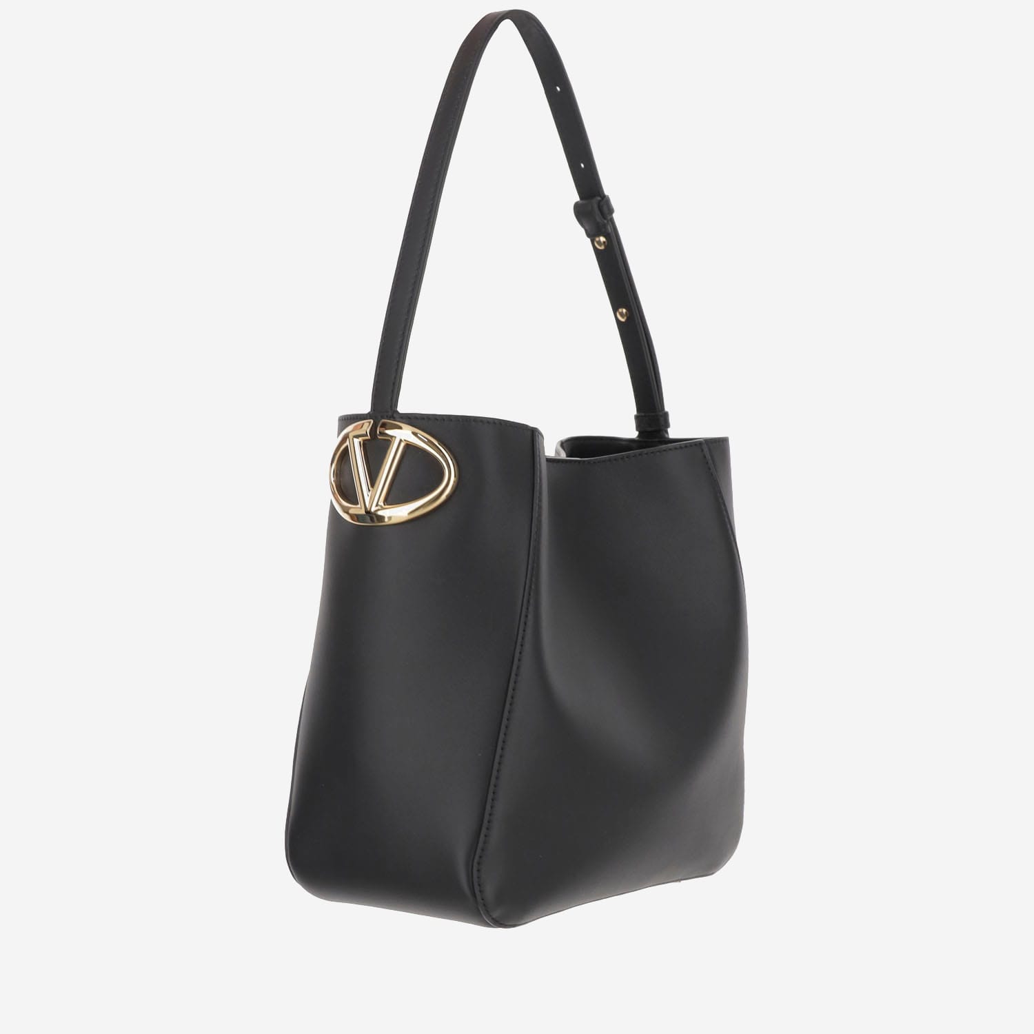 Shop Valentino Nappa Leather Bucket Vlogo Bag In Black