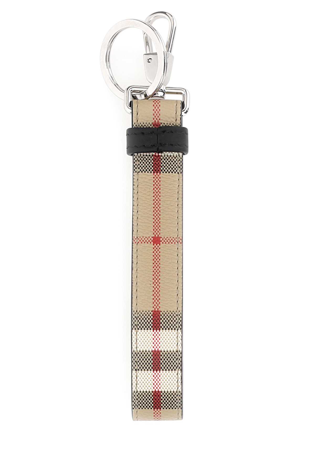 Shop Burberry Printed E-canvas Keyring In Archivebeige