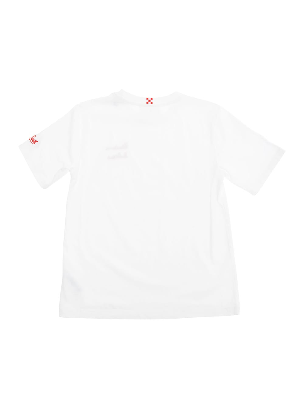Mc2 Saint Barth Portofino Jr White Crewneck T-shirt With Print On The Front And Logo Lettering On The Sleeve In Cott In White