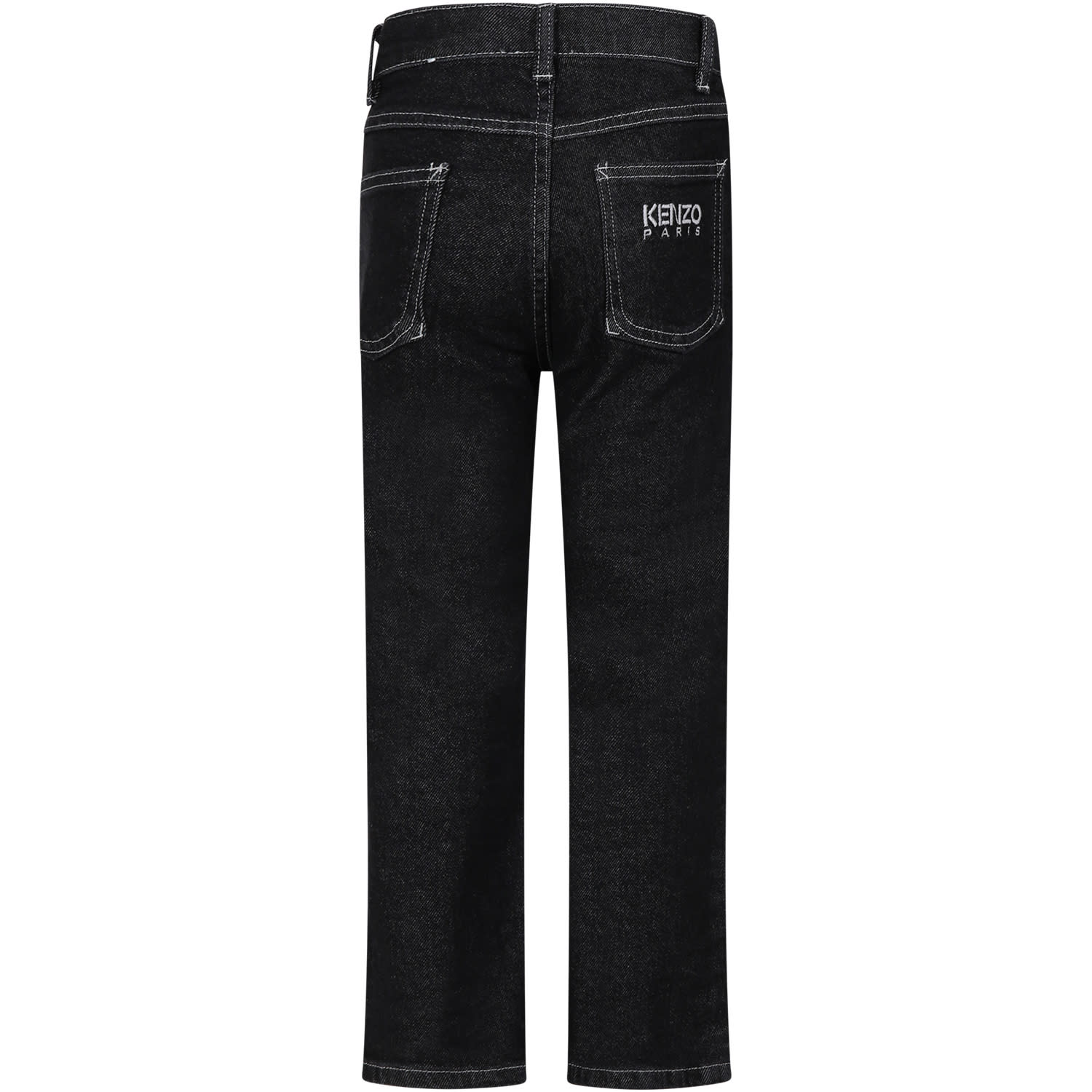 Shop Kenzo Black Jeans For Child With Logo Print
