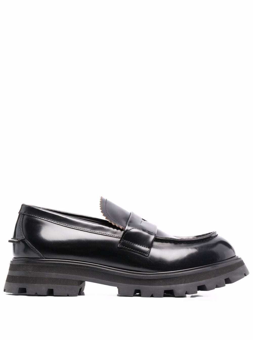 Alexander McQueen Black Leather Lace-up Loafers With Tank Sole