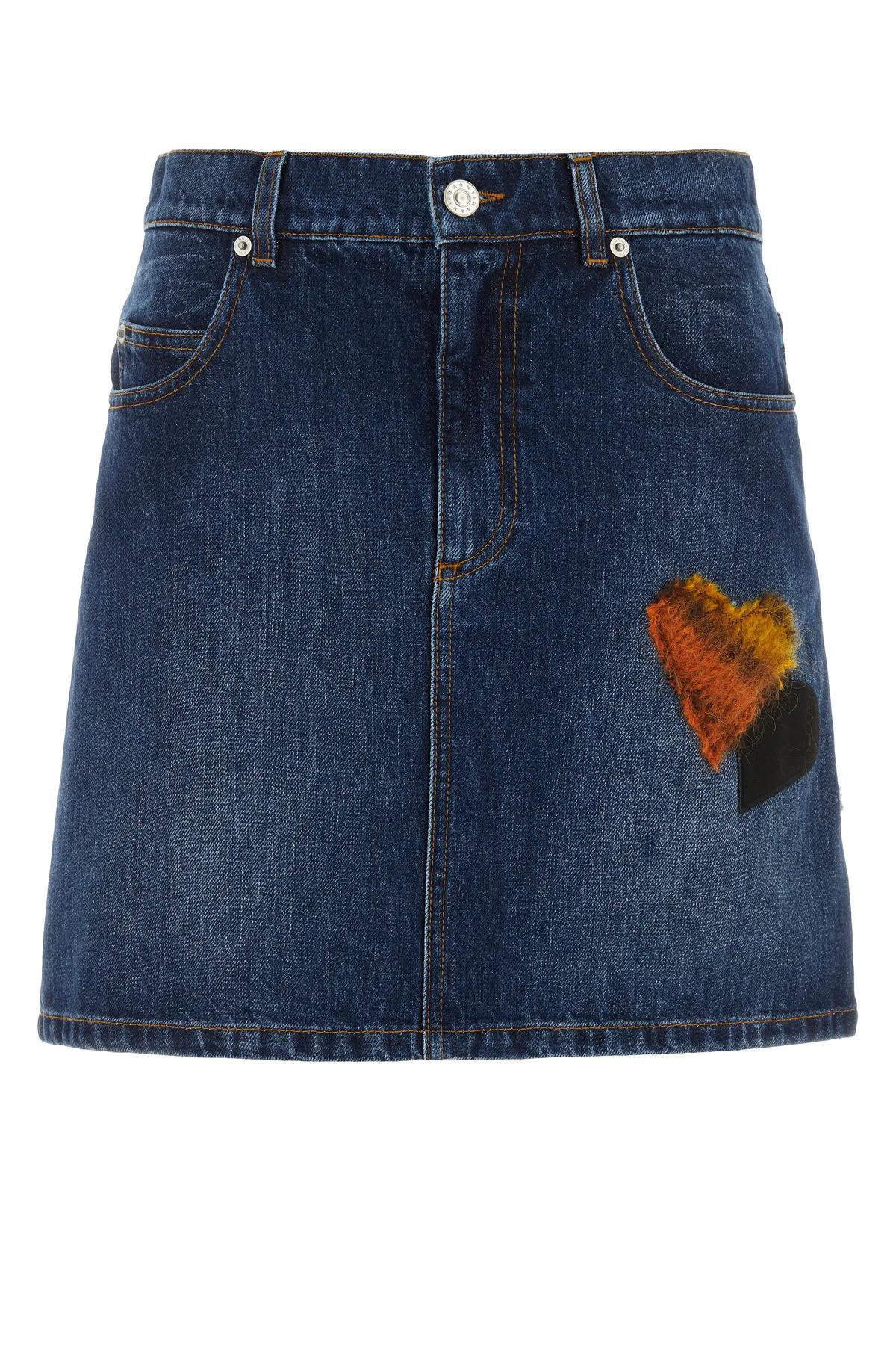 Shop Marni Blue Denim Mini Skirt