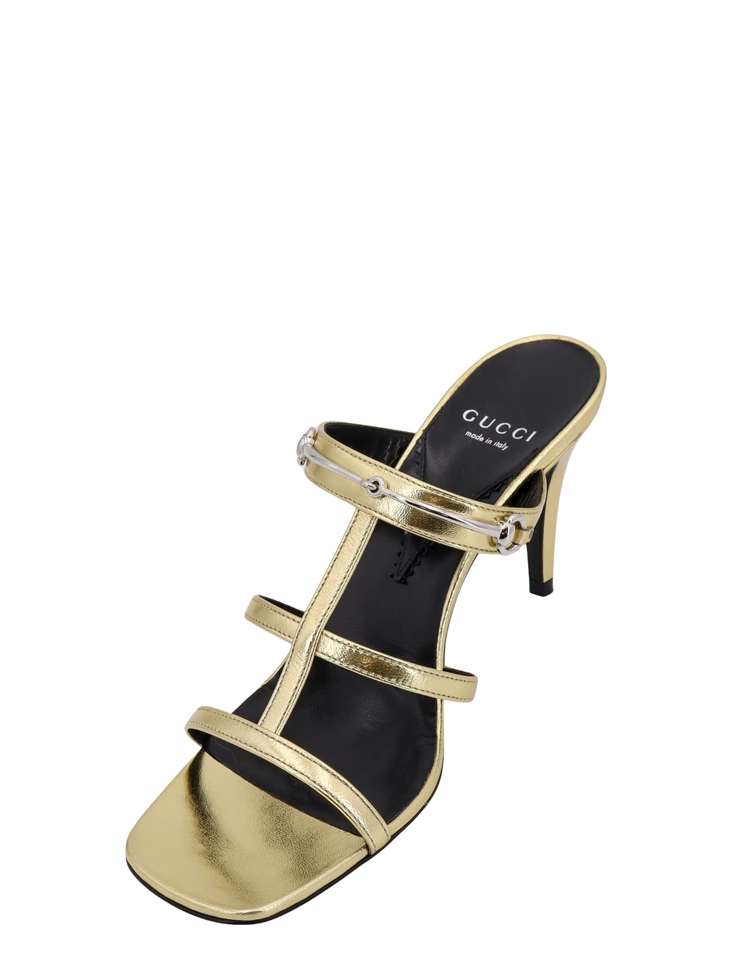 Shop Gucci Slider Sandals In Gold