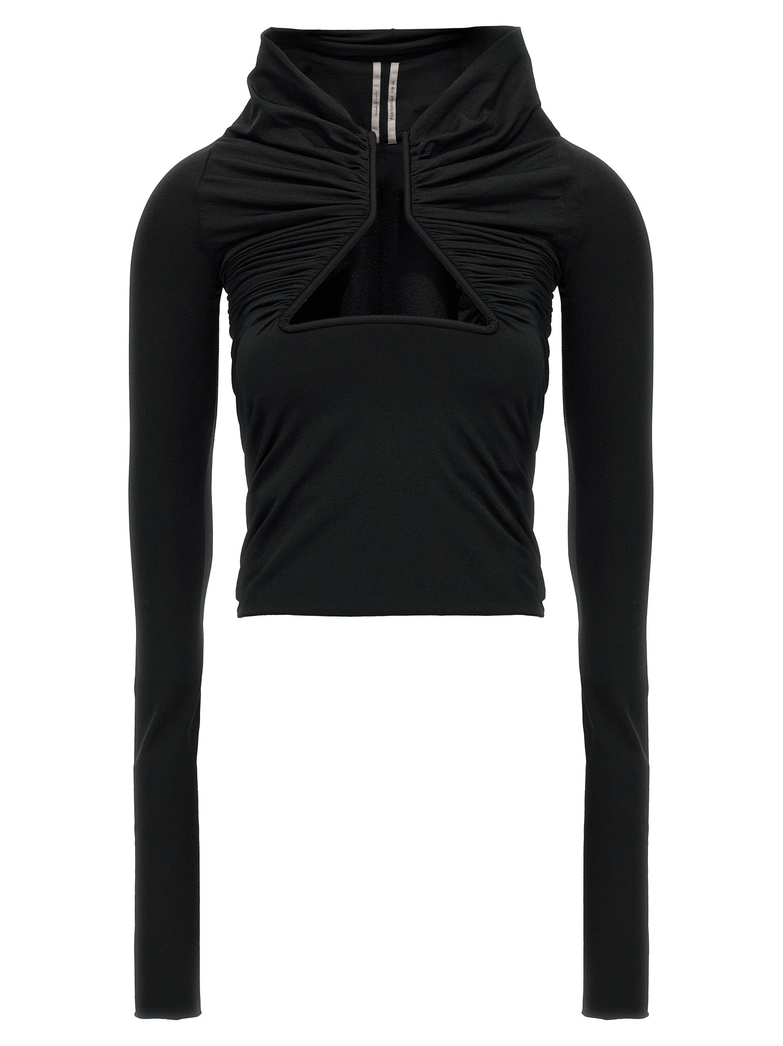 Shop Rick Owens Ls Prong Top In Black