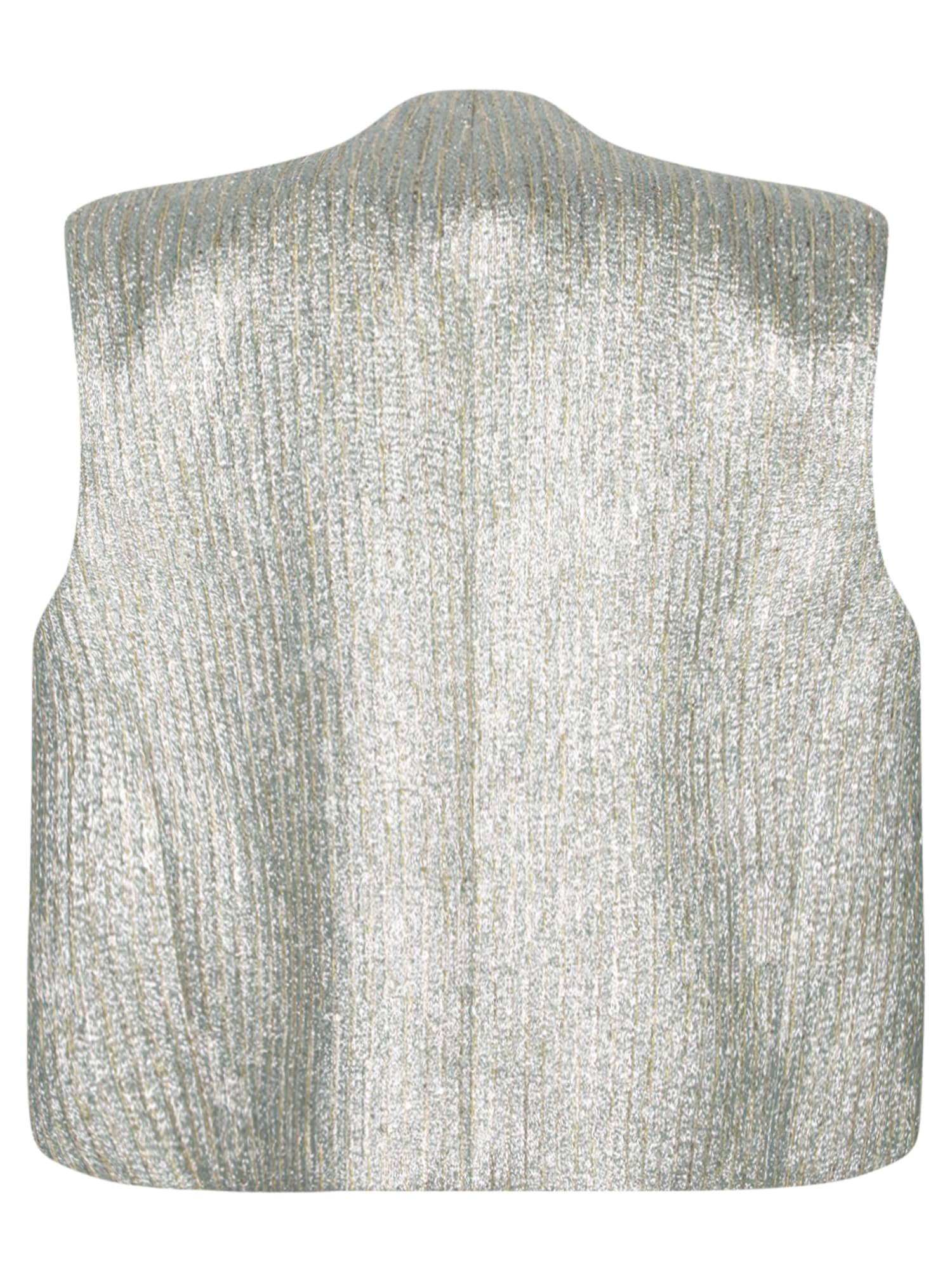 FORTE FORTE SILVER LUREX JACQUARD VEST