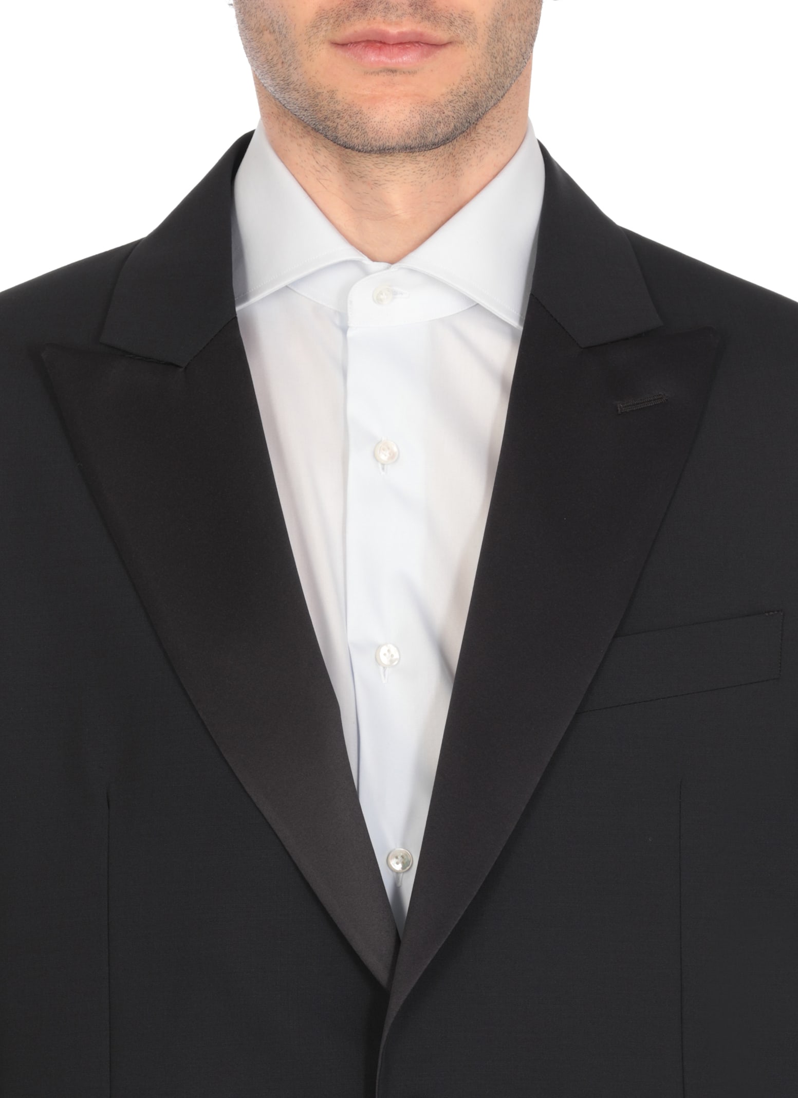 Lardini Suit Wool Double-breasted Jacket In Black