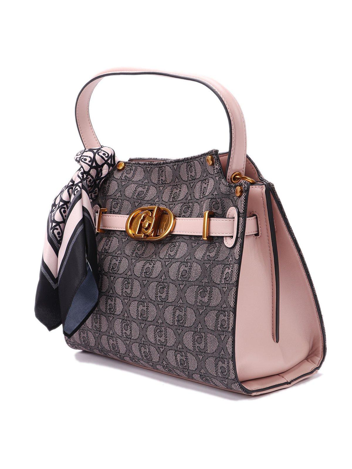 Shop Liu •jo Monogram-jacquard Top Handle Bag In Nero