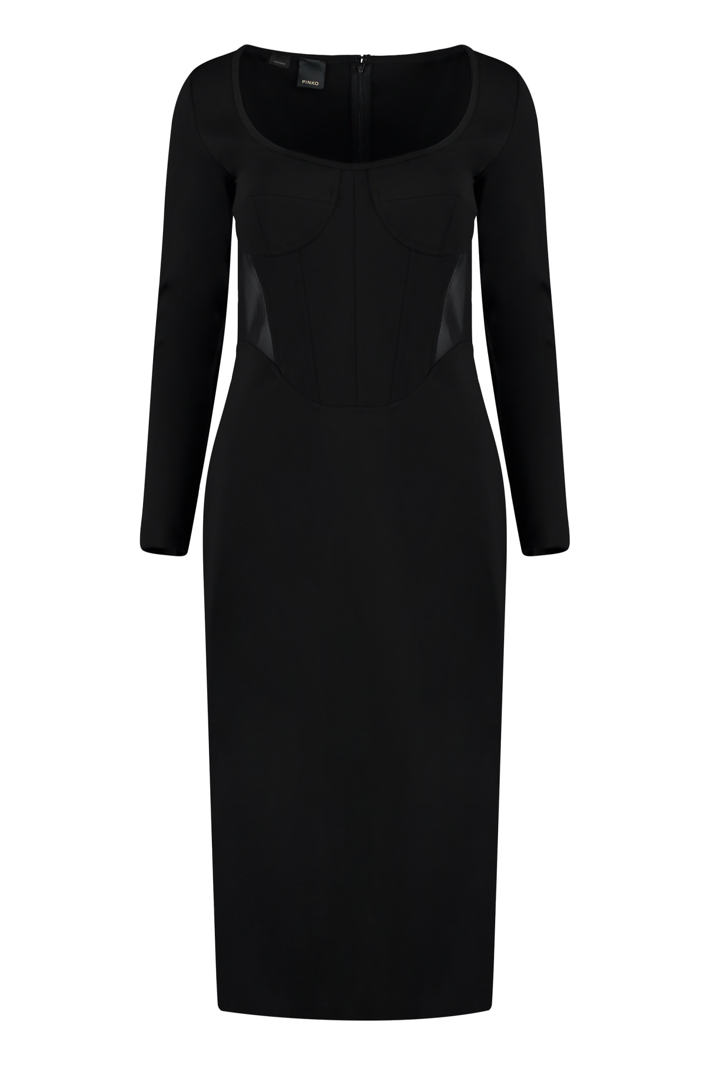 Pinko Anacleto Midi Viscose Dress In Black