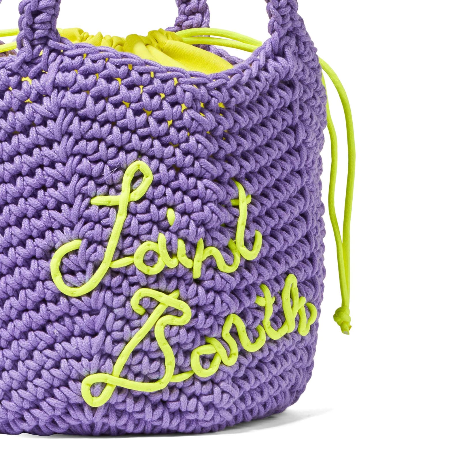 Shop Mc2 Saint Barth Rope Violet Crochet Shoulder Bag In Pink