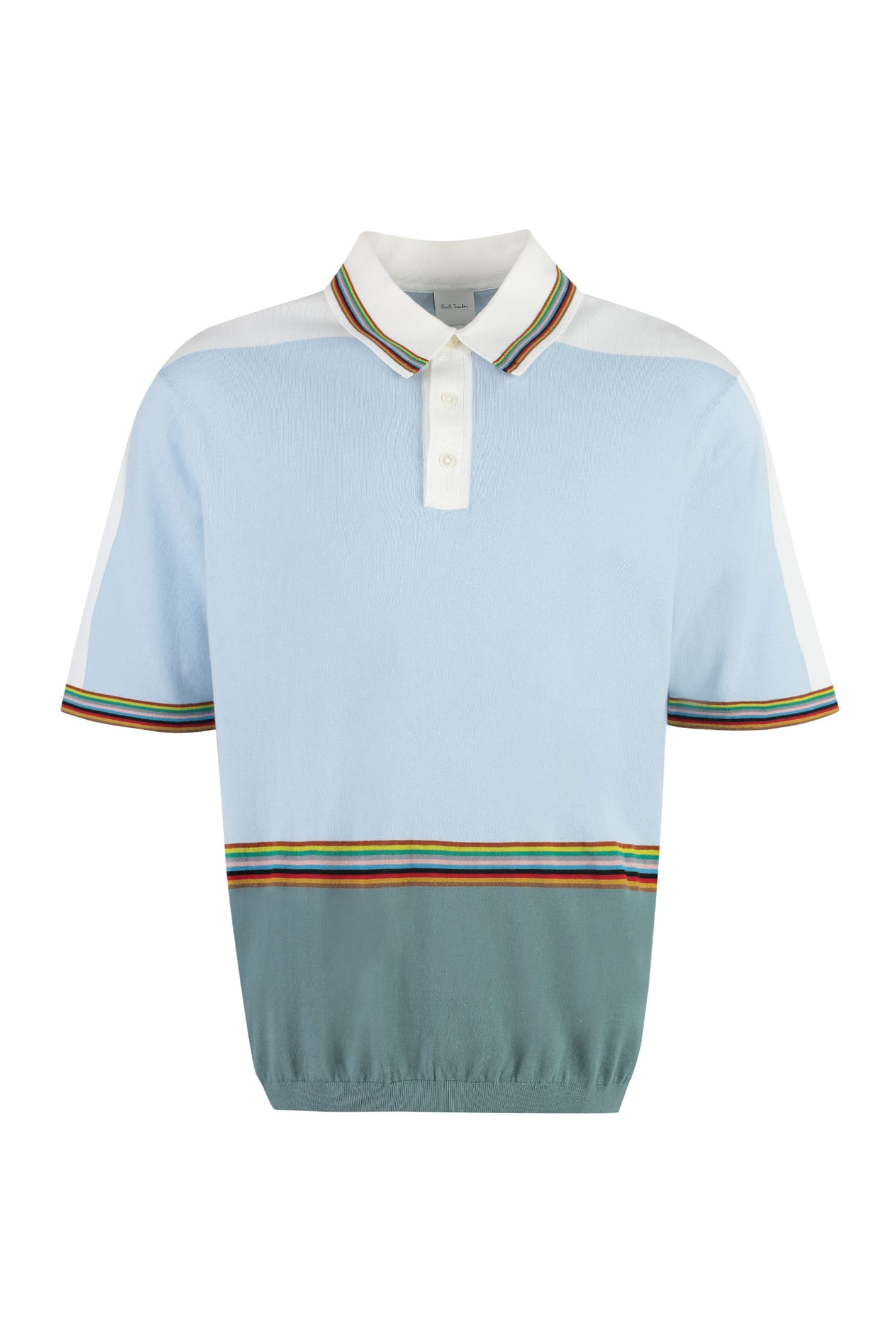 Shop Paul Smith Knitted Cotton Polo Shirt In Light Blue