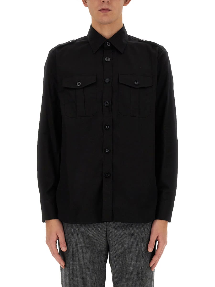 Shop Pt01 Cotton Shirt In Black