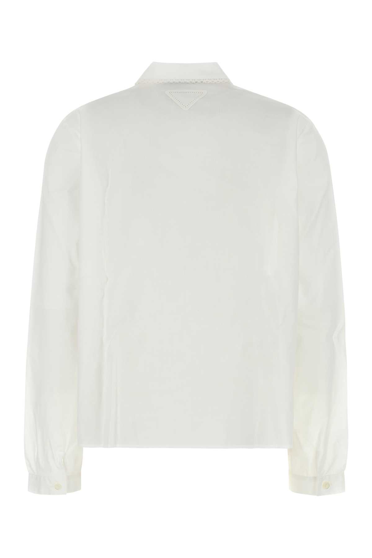 Prada Batista Embroidered Blouse In White
