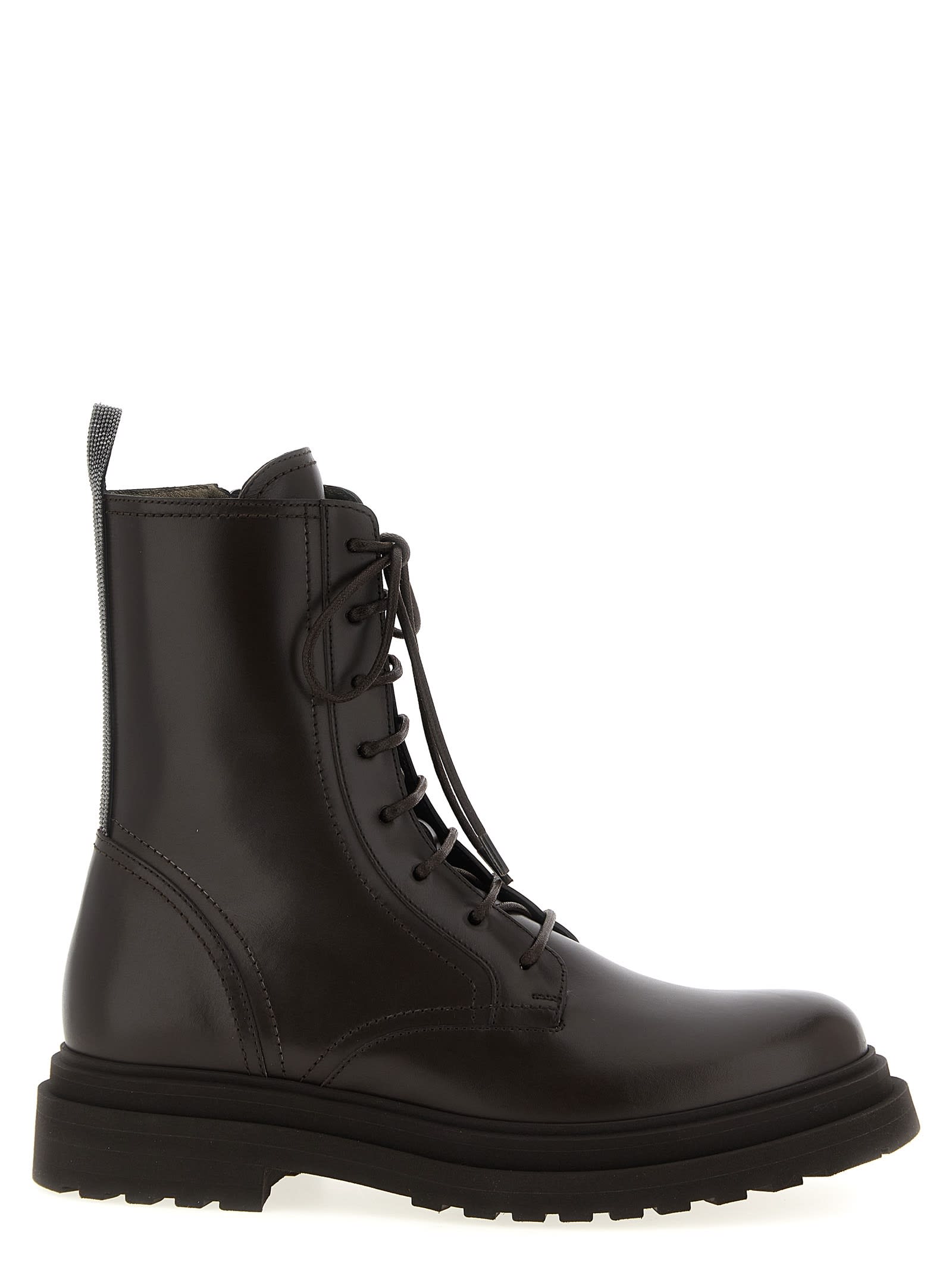 shiny Loop Detail Combat Boots
