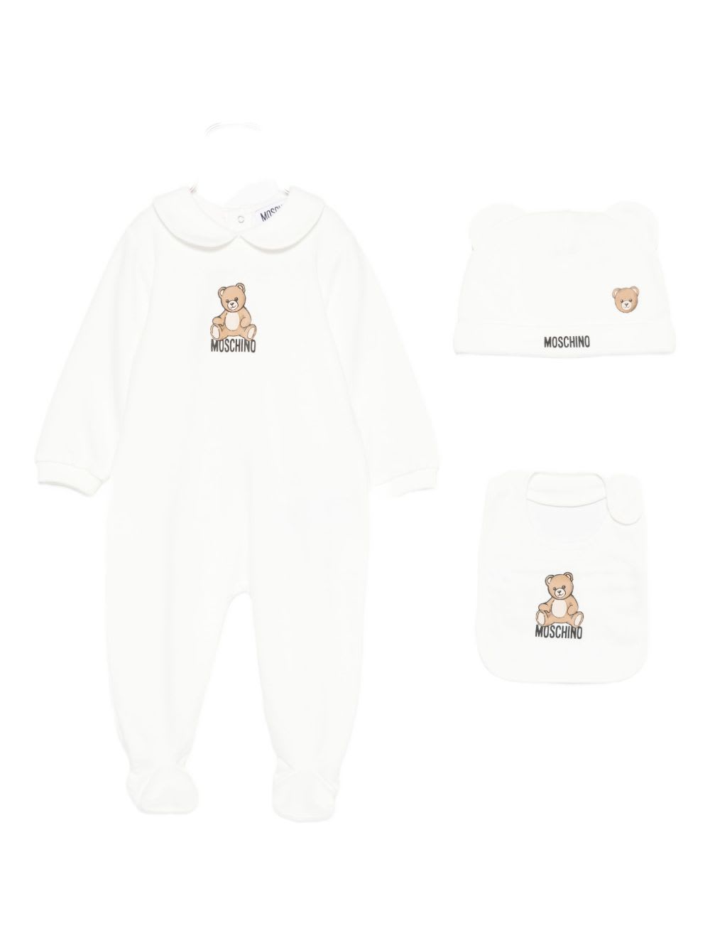 Moschino Kids Baby Set With Teddy Bear Print In White