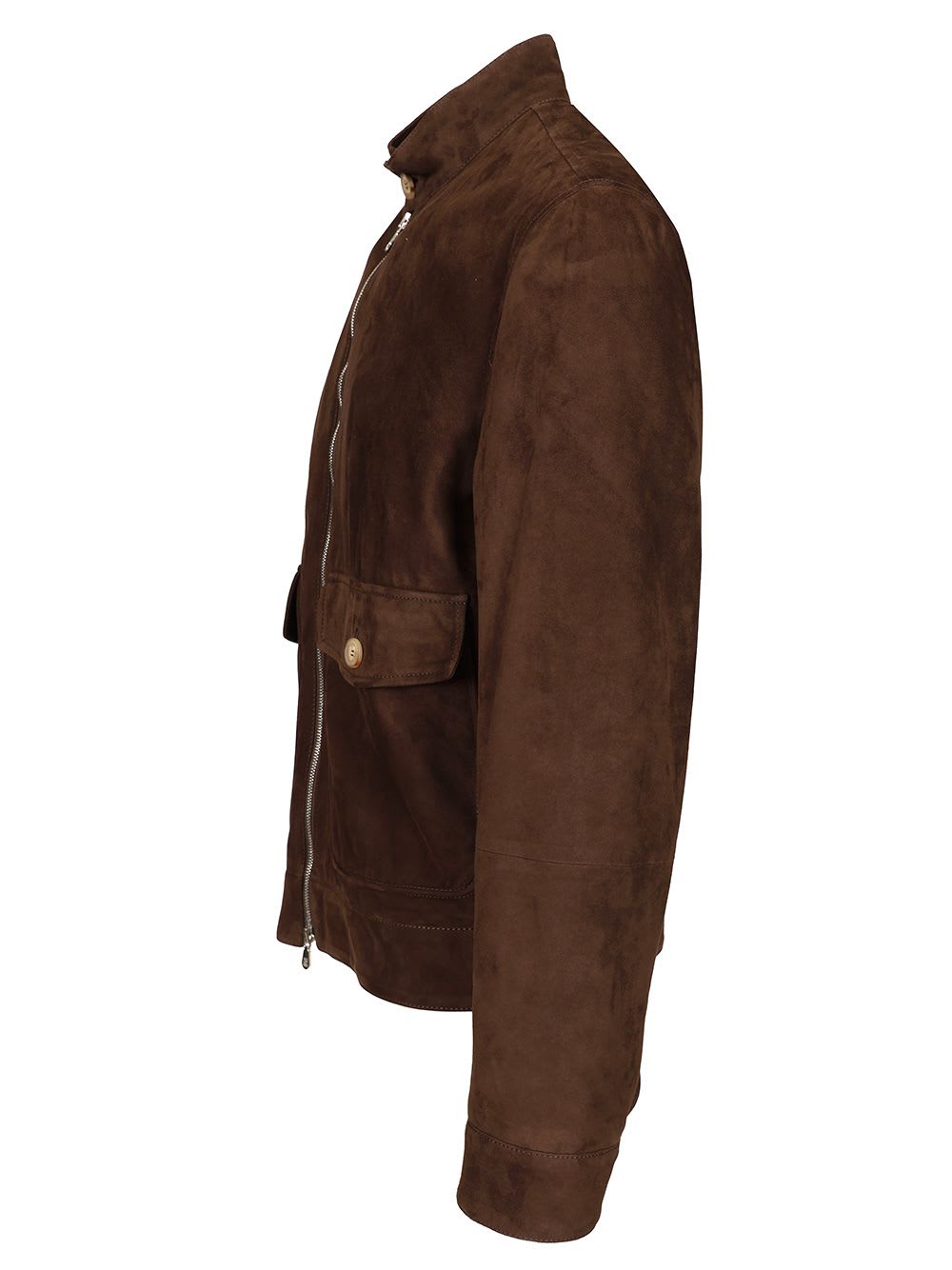 Brunello Cucinelli Bomber Leather Jacket Clothing In Brown