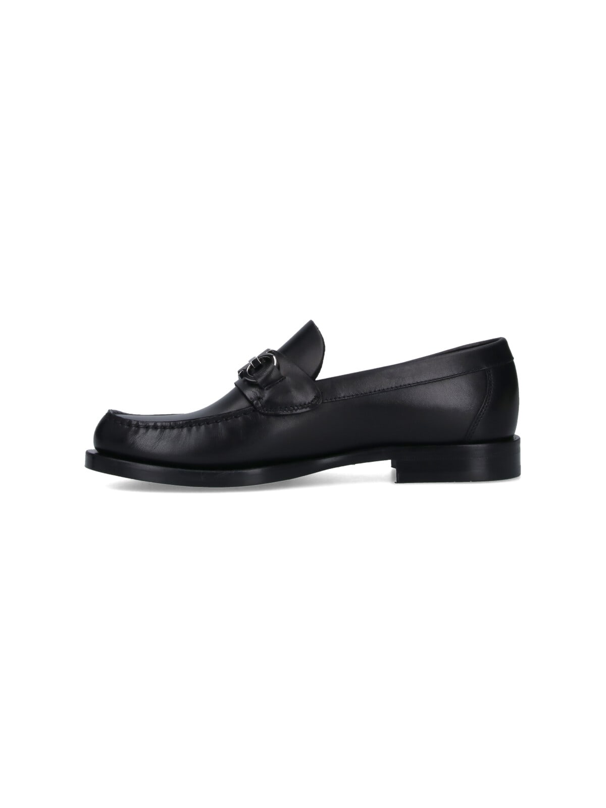 Ferragamo Gancini Ornament Loafers In Calf Leather In Black
