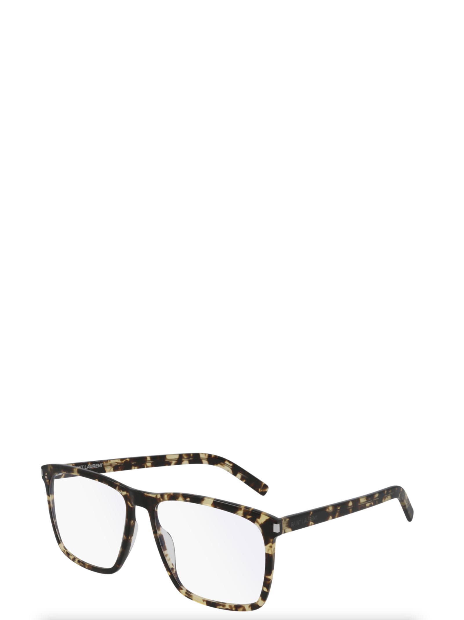 Shop Saint Laurent Eyewear Sl 435 Slim Yellow Havana Glasses