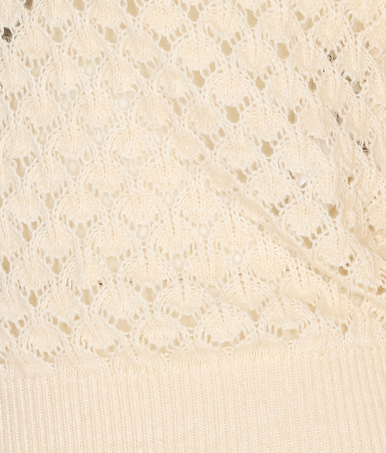 Chloé Textured Knit Crewneck Lace Collar In Neutral