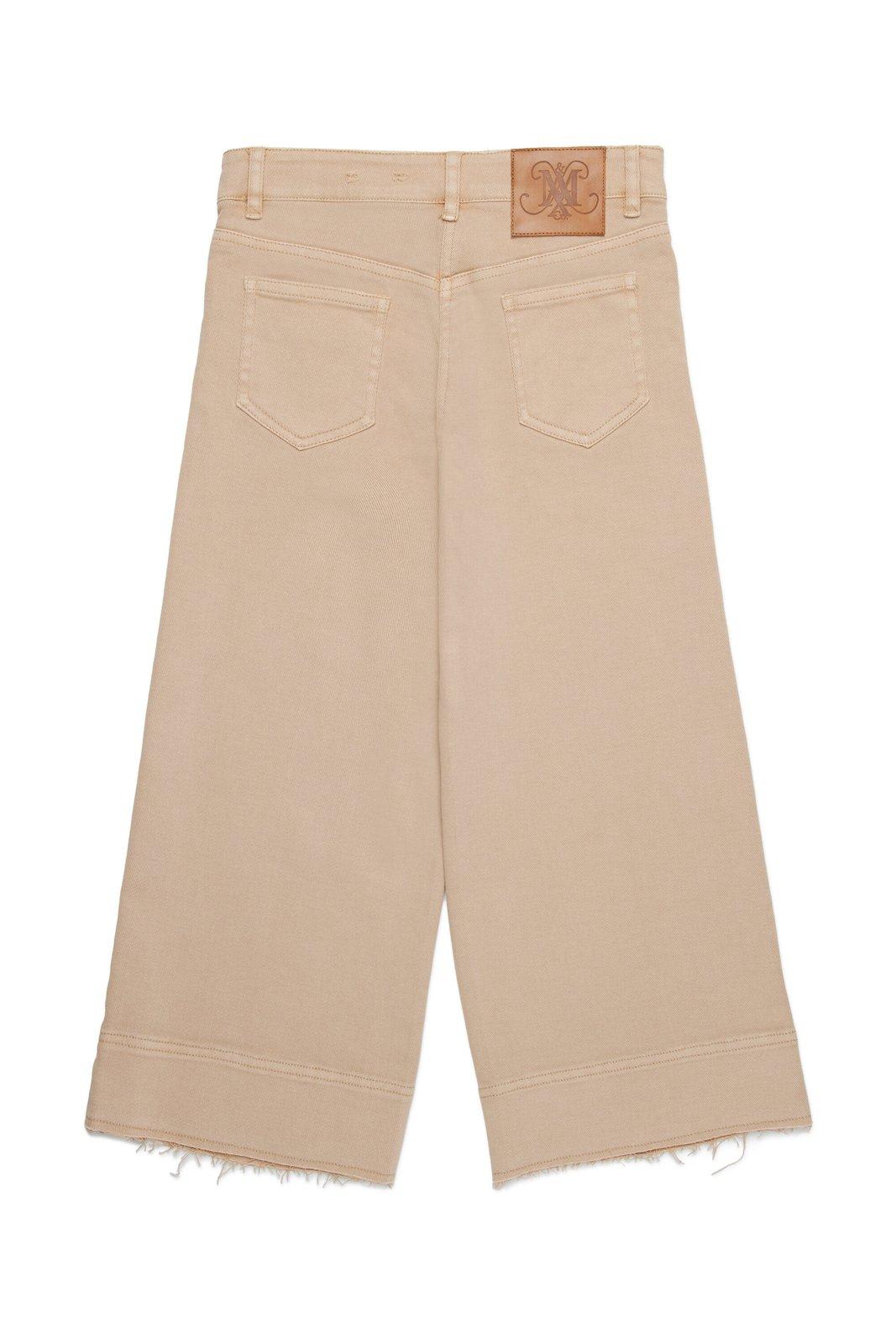 Shop Max&amp;co. Frayed Edge Wide-leg Trousers In Beige