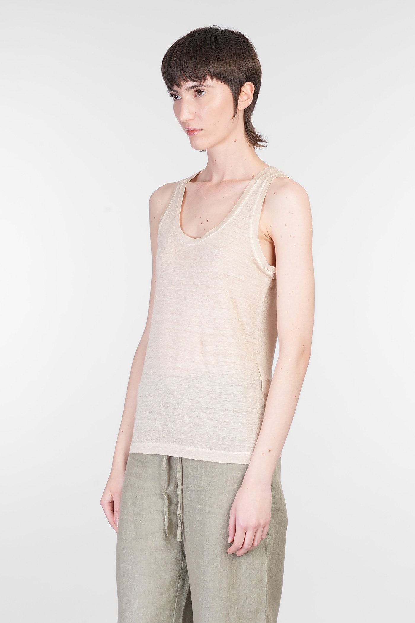 120% LINO TANK TOP IN BEIGE LINEN