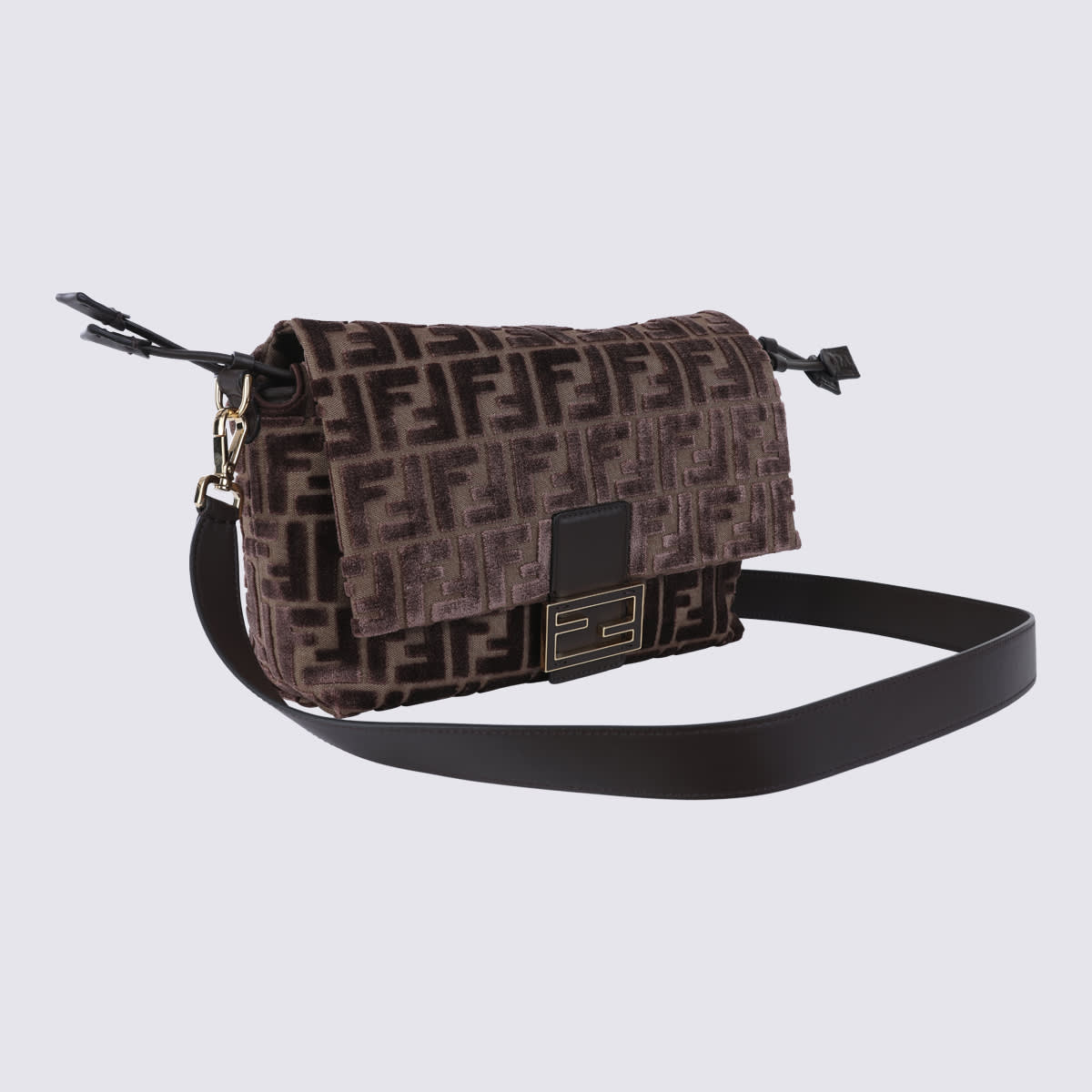Fendi Mamma Baguette Medium Velvet Bag Women In Brown