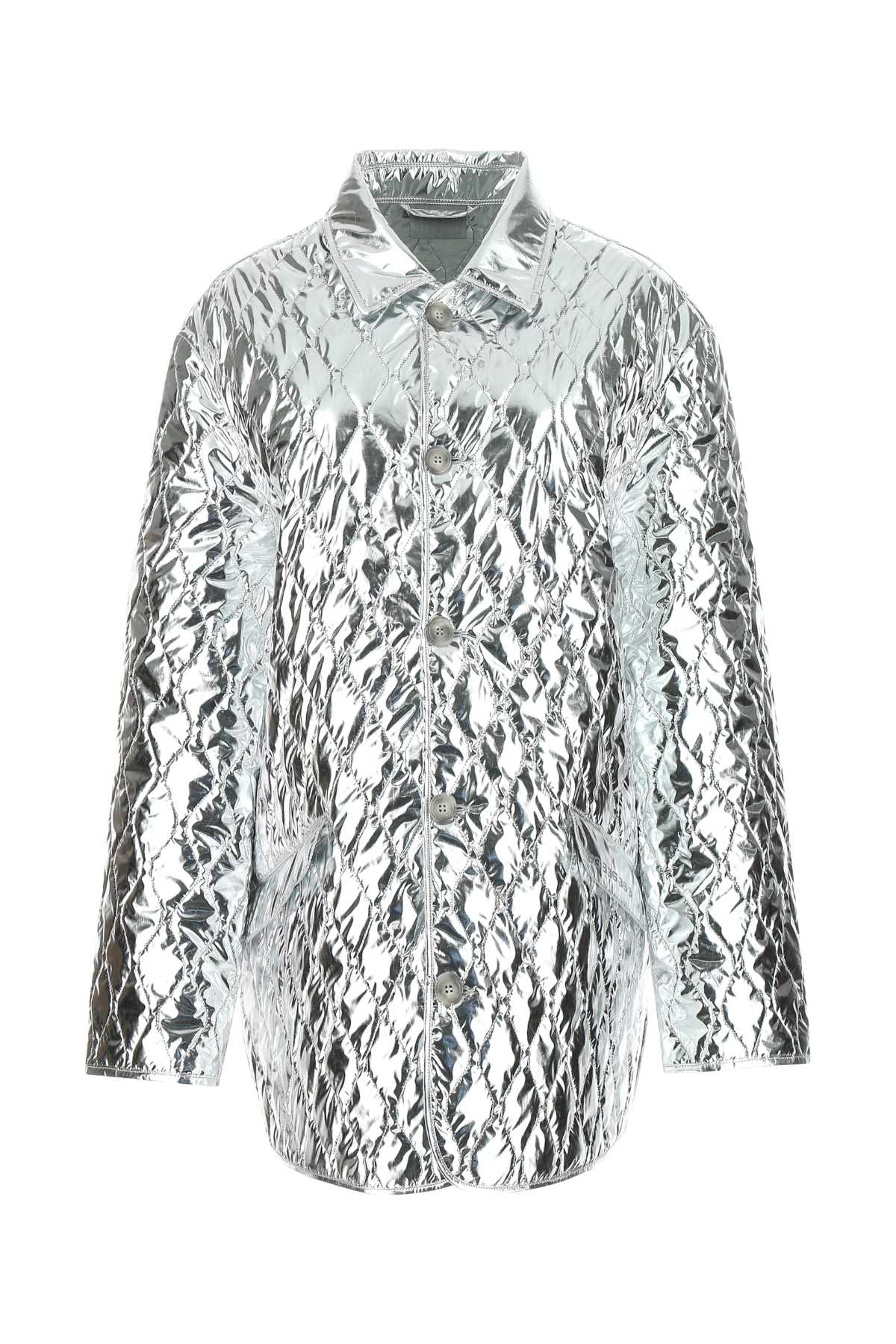 Shop Vtmnts Silver Polyester Jacket In Metallic