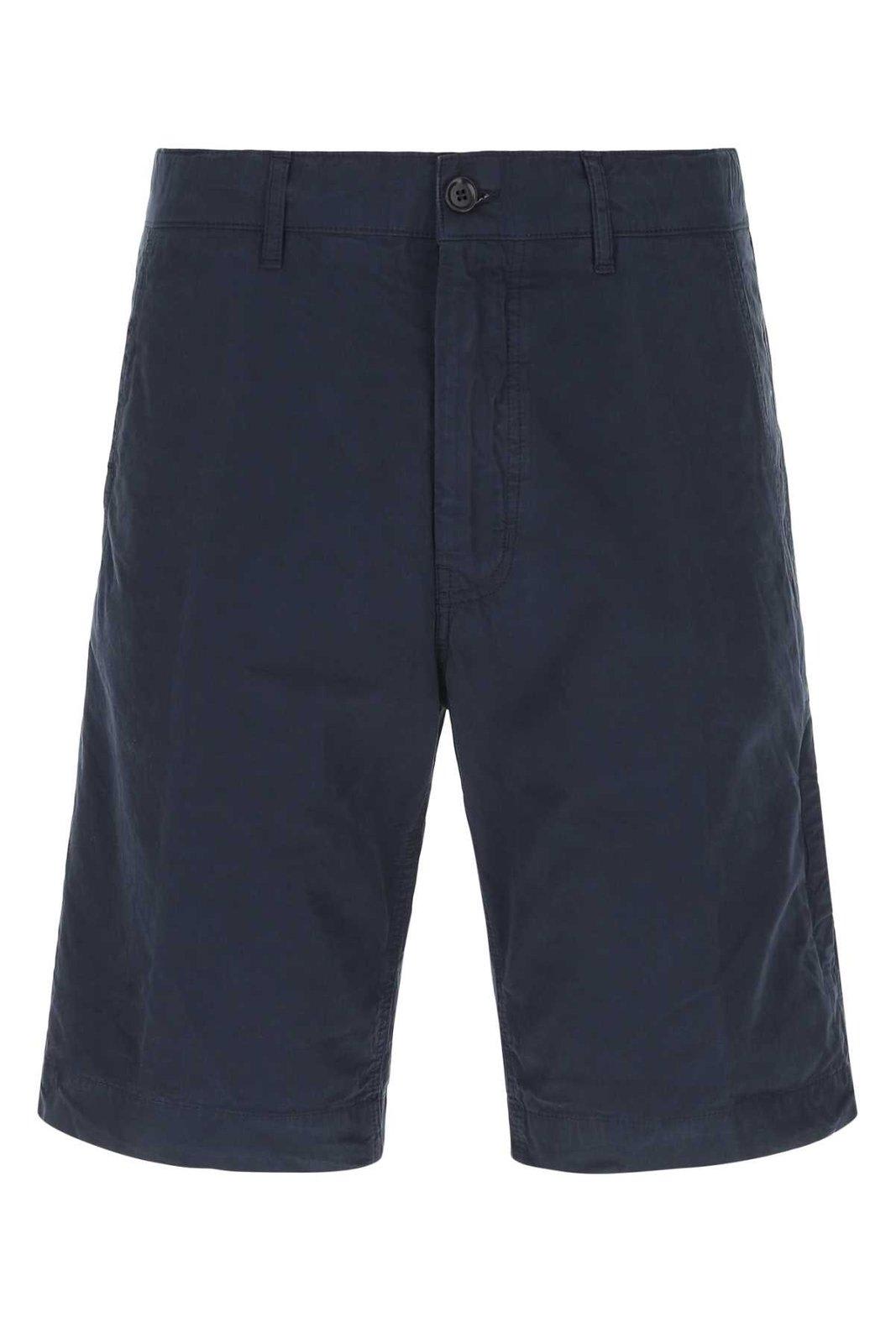 Shop Aspesi Belt-looped Slim-cut Shorts In Blu