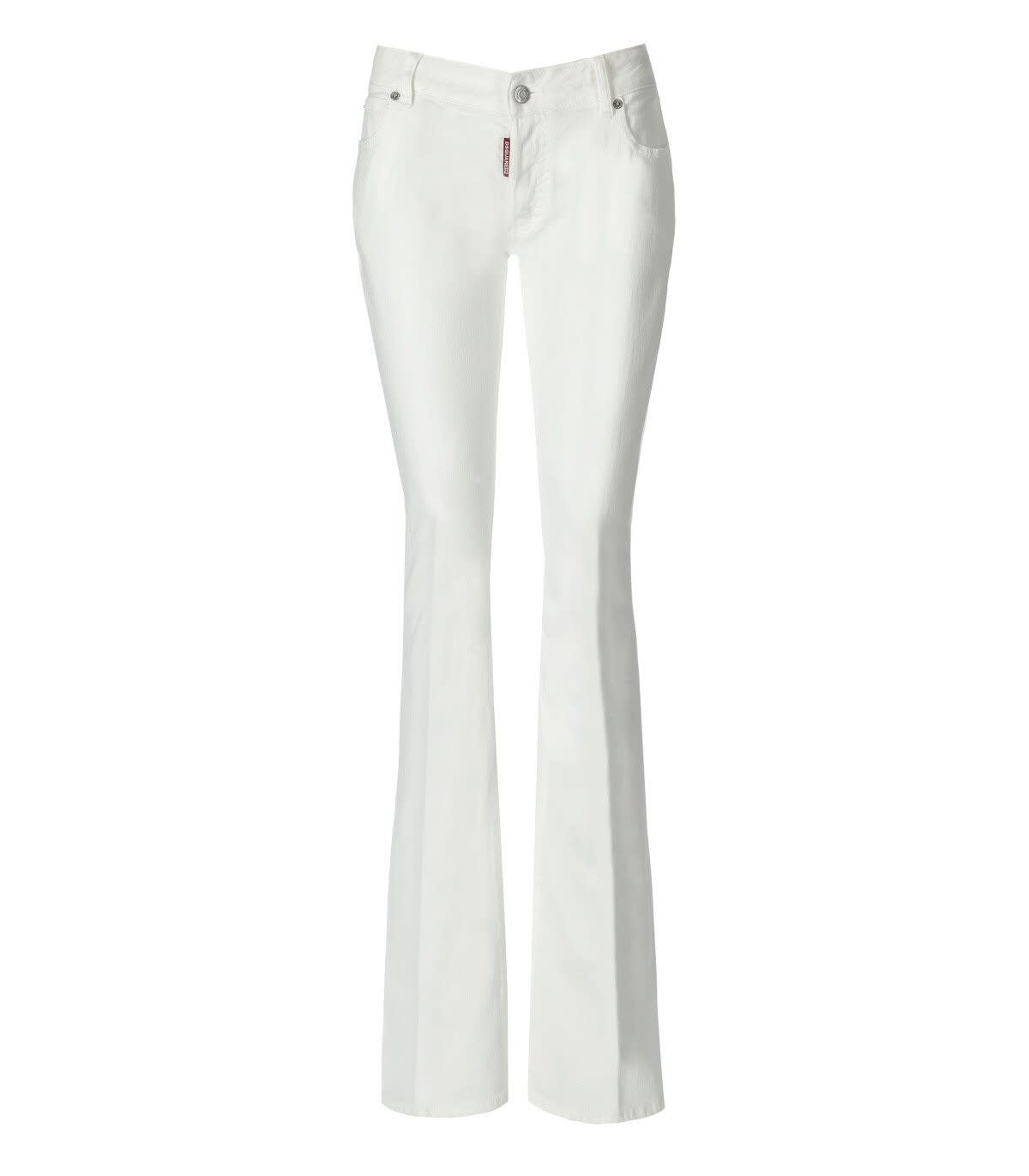Shop Dsquared2 Logo Patch Low-rise Flared Jeans In Bianco