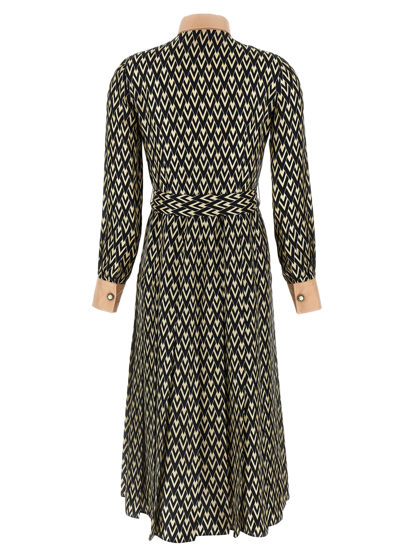 Valentino Embellished Belted Printed Silk-twill Midi Shirt Dress In Multicolor