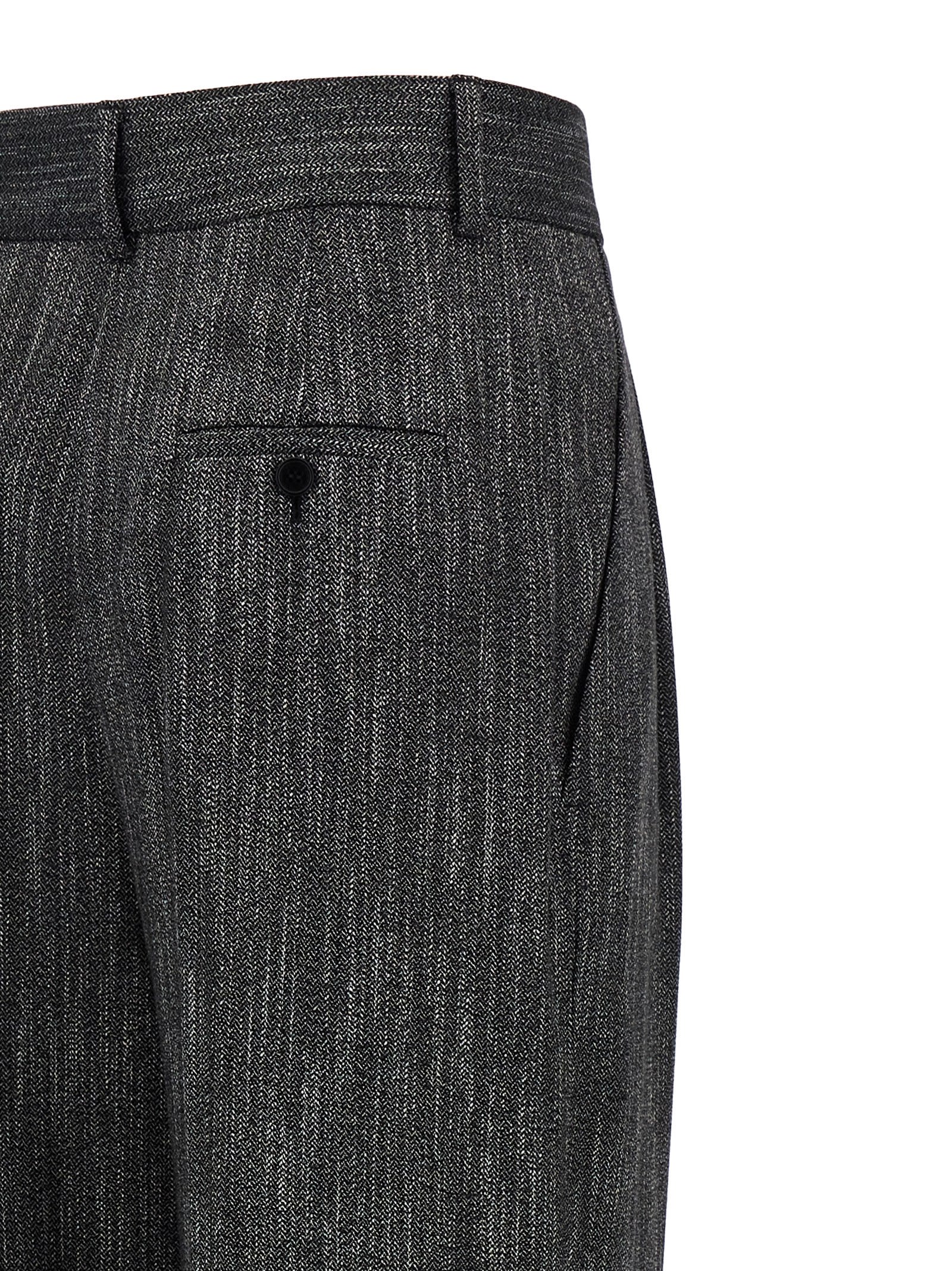 Shop Alberta Ferretti Pants With Front Pleats In Gray