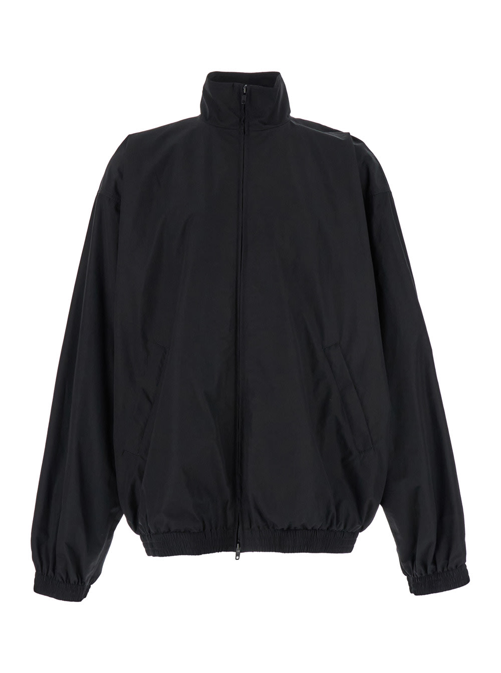 Shop Balenciaga Black Jacket With Tape Logo At The Back In Nylon Man