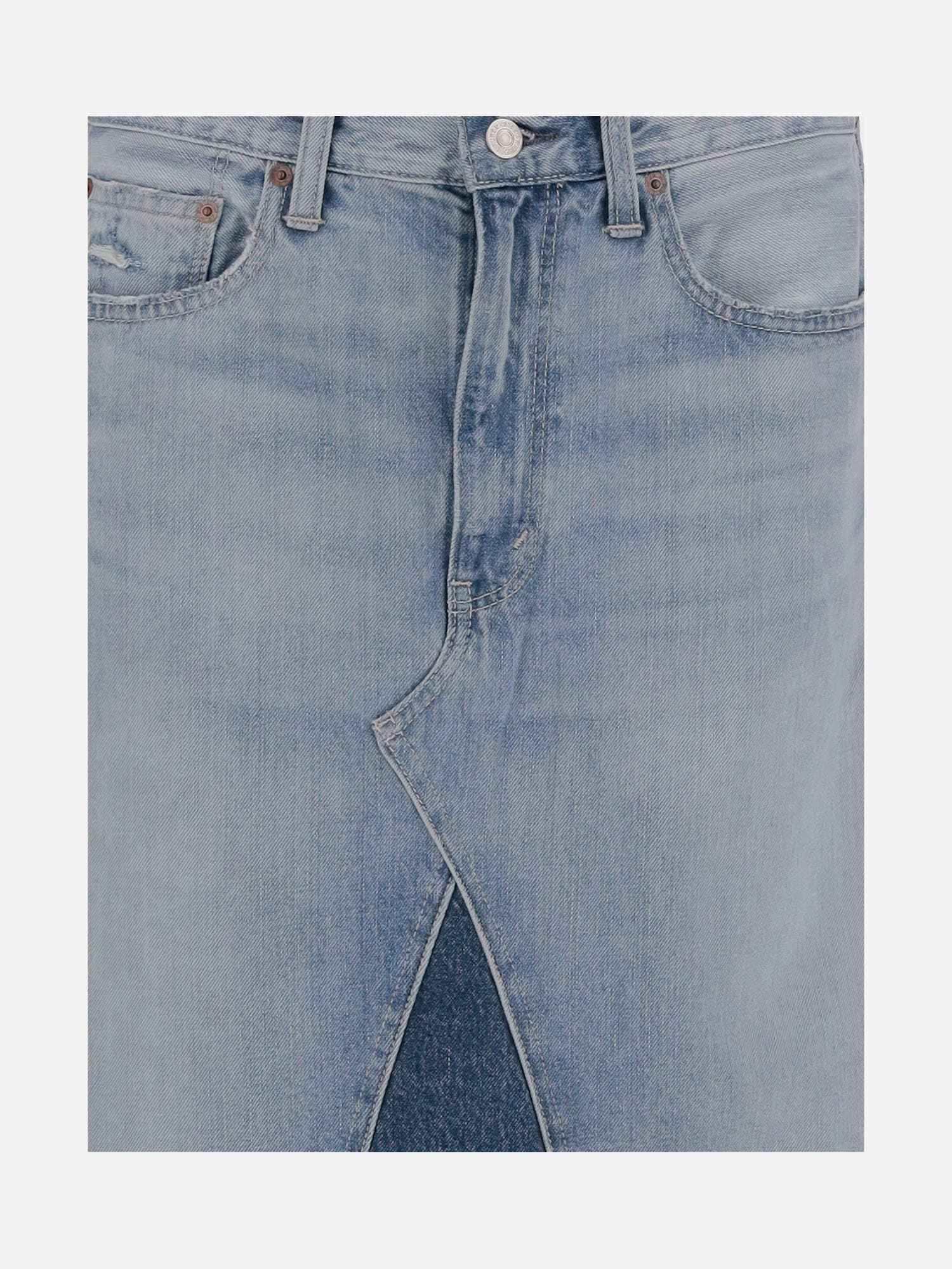 Polo Ralph Lauren Patchwork Denim Midi Skirt In Blue
