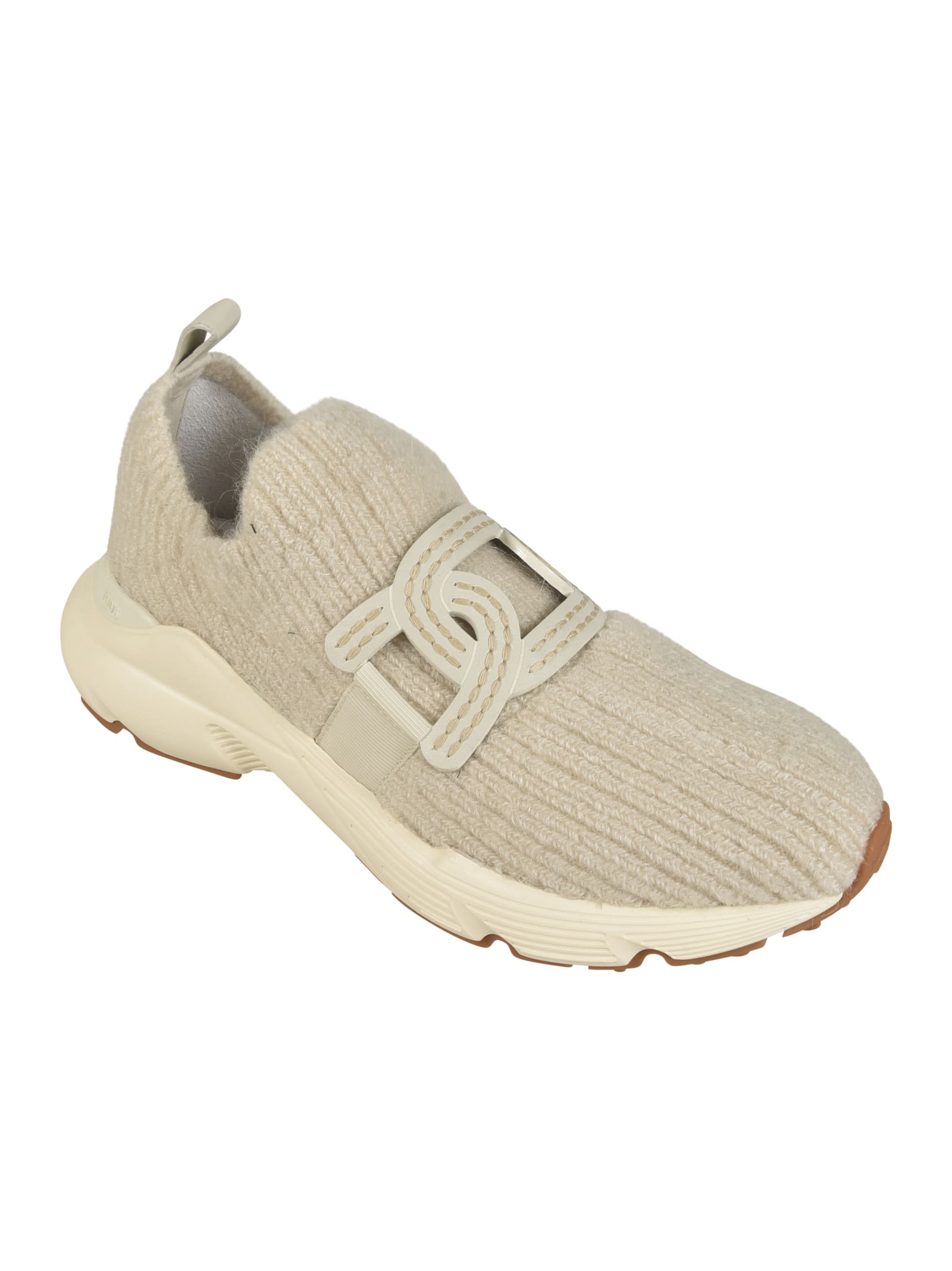 Shop Tod's Ribbed Knit Sneakers In White