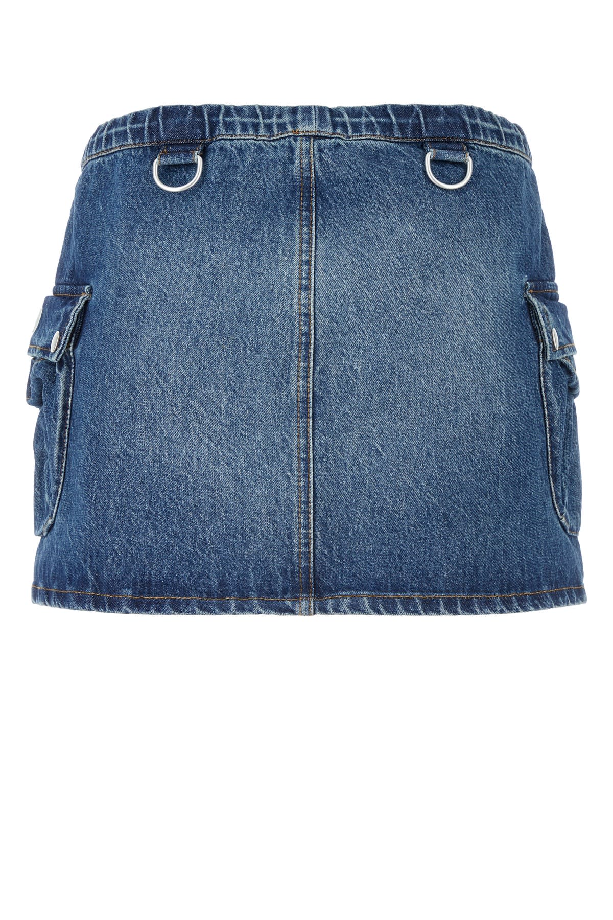 Coperni Denim Skirt With Frontal Logo Patch In Blue