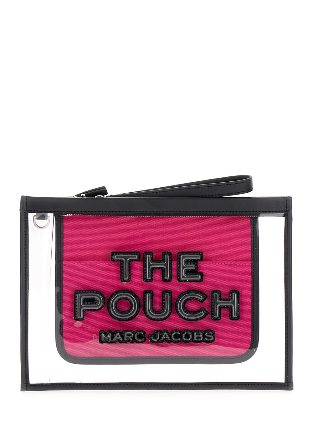 Shop Marc Jacobs The Clear Large Pouch Fuchsia Pouch With Logo Print In Pvc Woman In Black