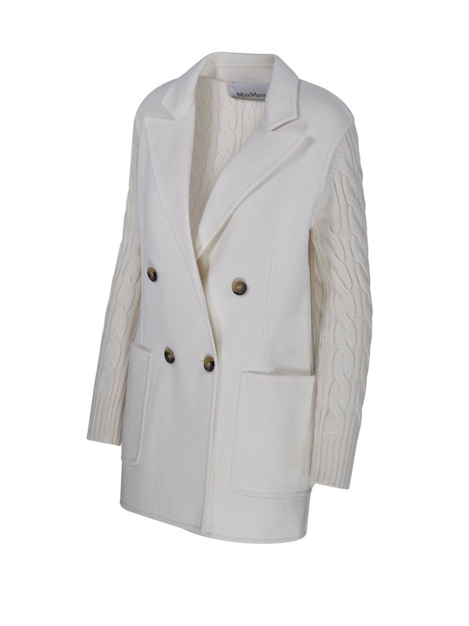Shop Max Mara Double-breasted Long-sleeved Blazer In White