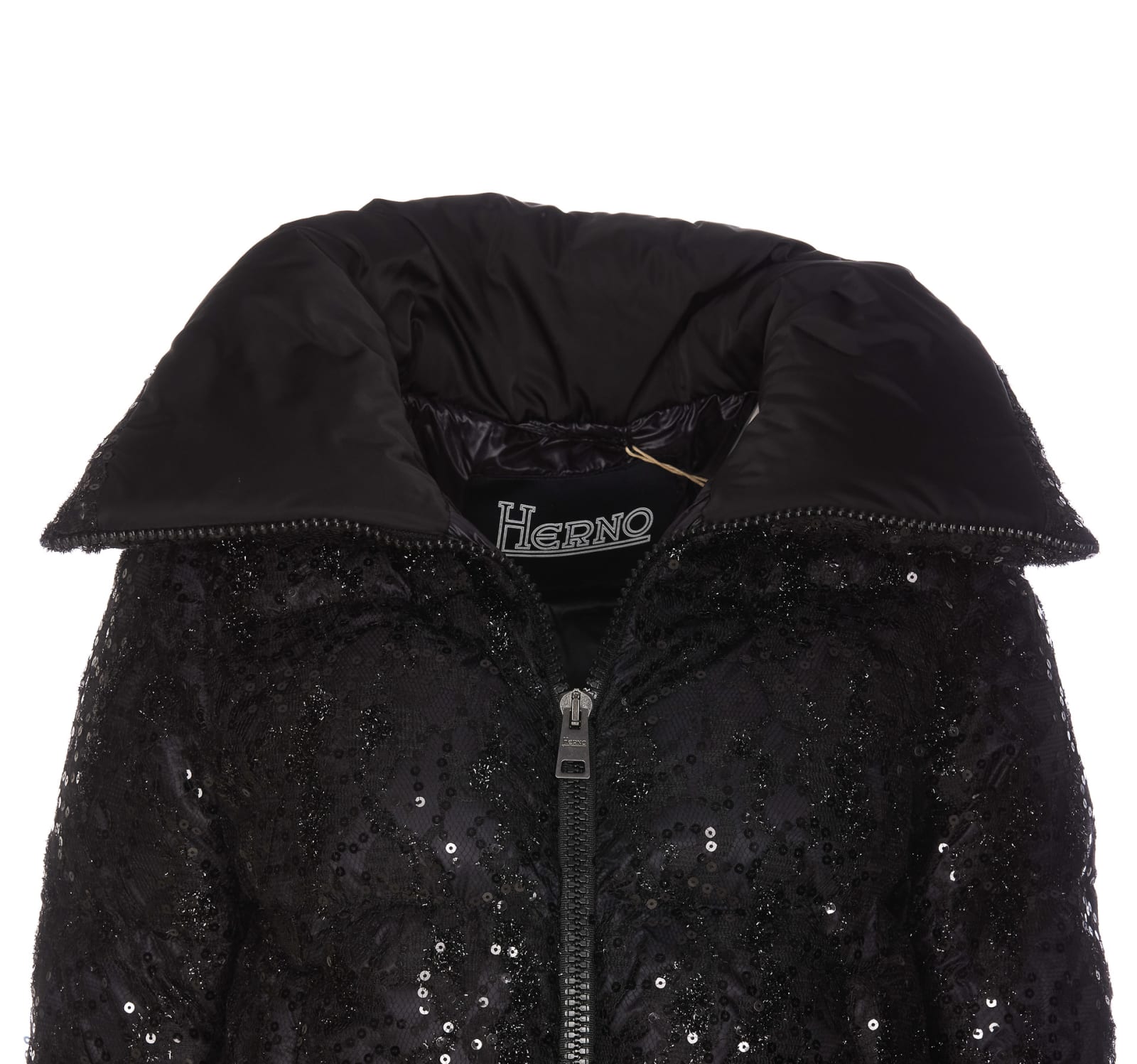 Herno Bomber Sequins Down Jacket In Nero