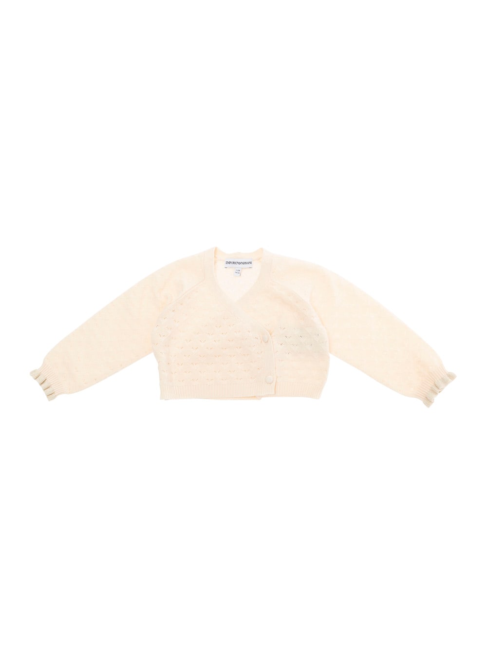 Emporio Armani Beige Sweatshirt With V Neck And Elastic Cuffs In Cotton Baby In Beige