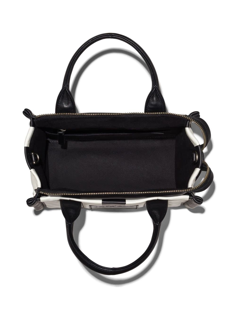 Marc Jacobs The Striped Mini Tote Bag In Black White