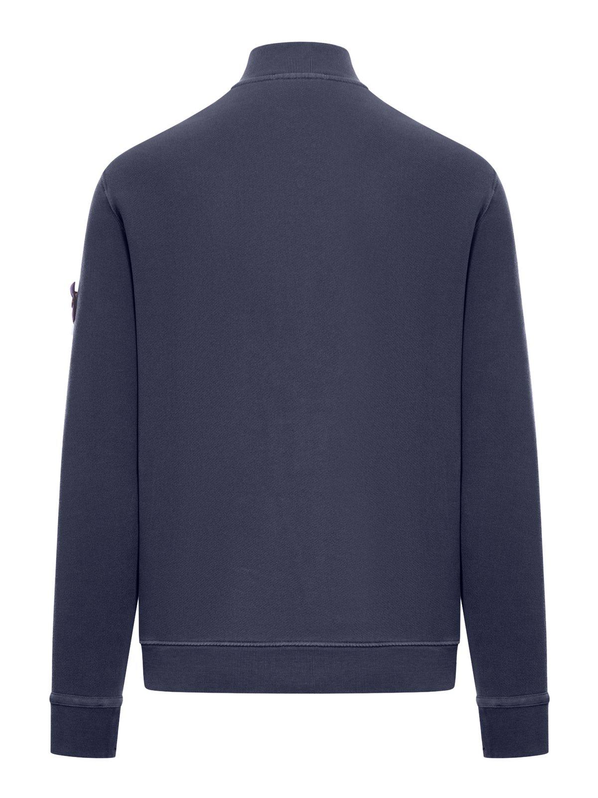 Shop Stone Island Logo-patch Zipped Sweatshirt In Blue