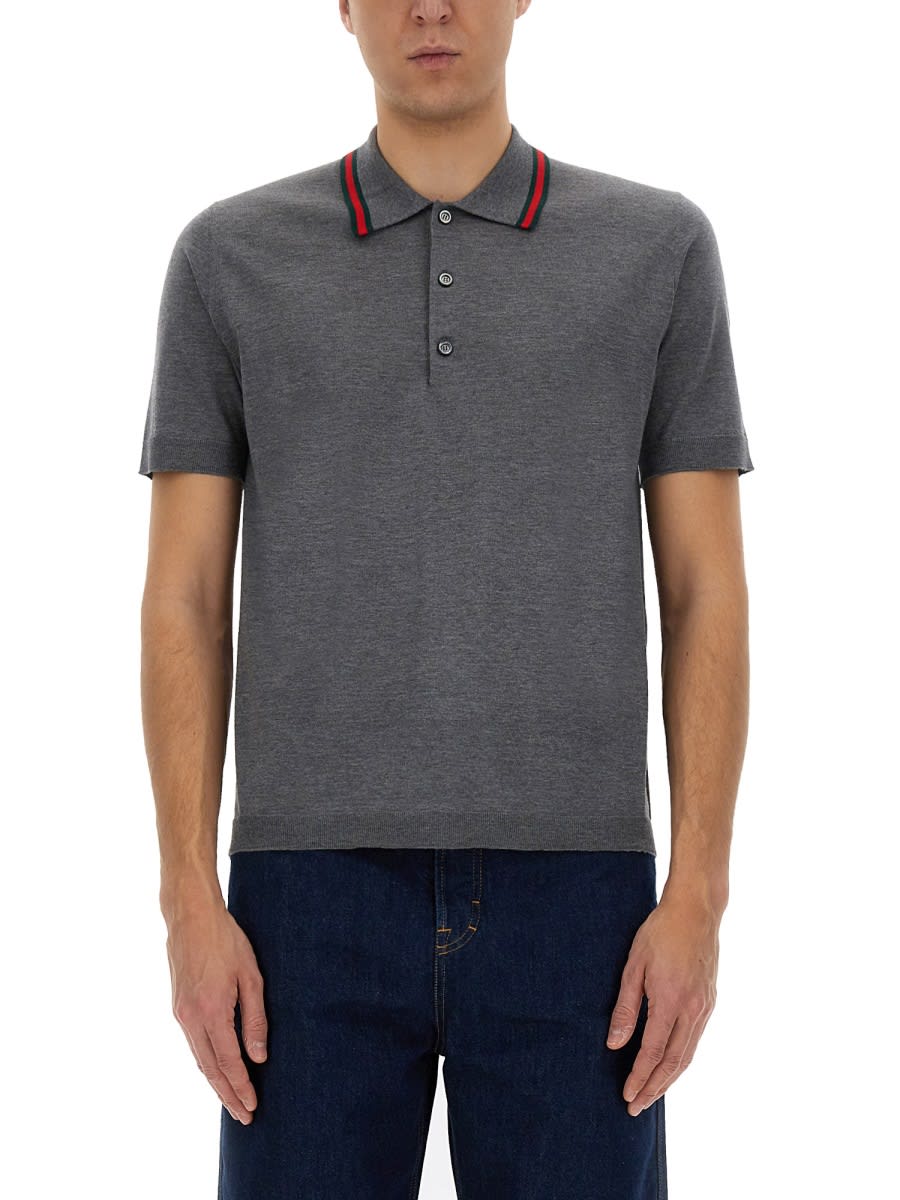 Polo Shirt With Web Pattern