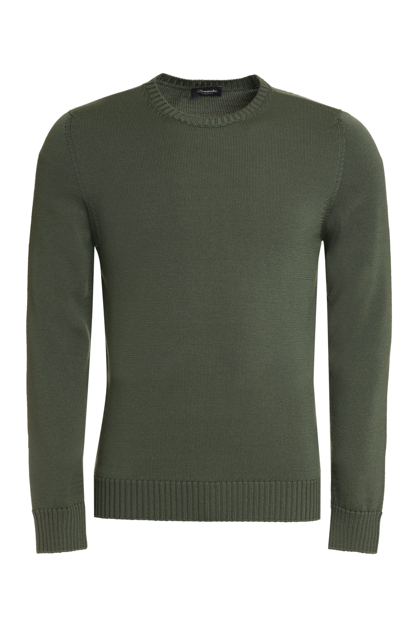 Shop Drumohr Merino Wool Crew-neck Sweater In Green