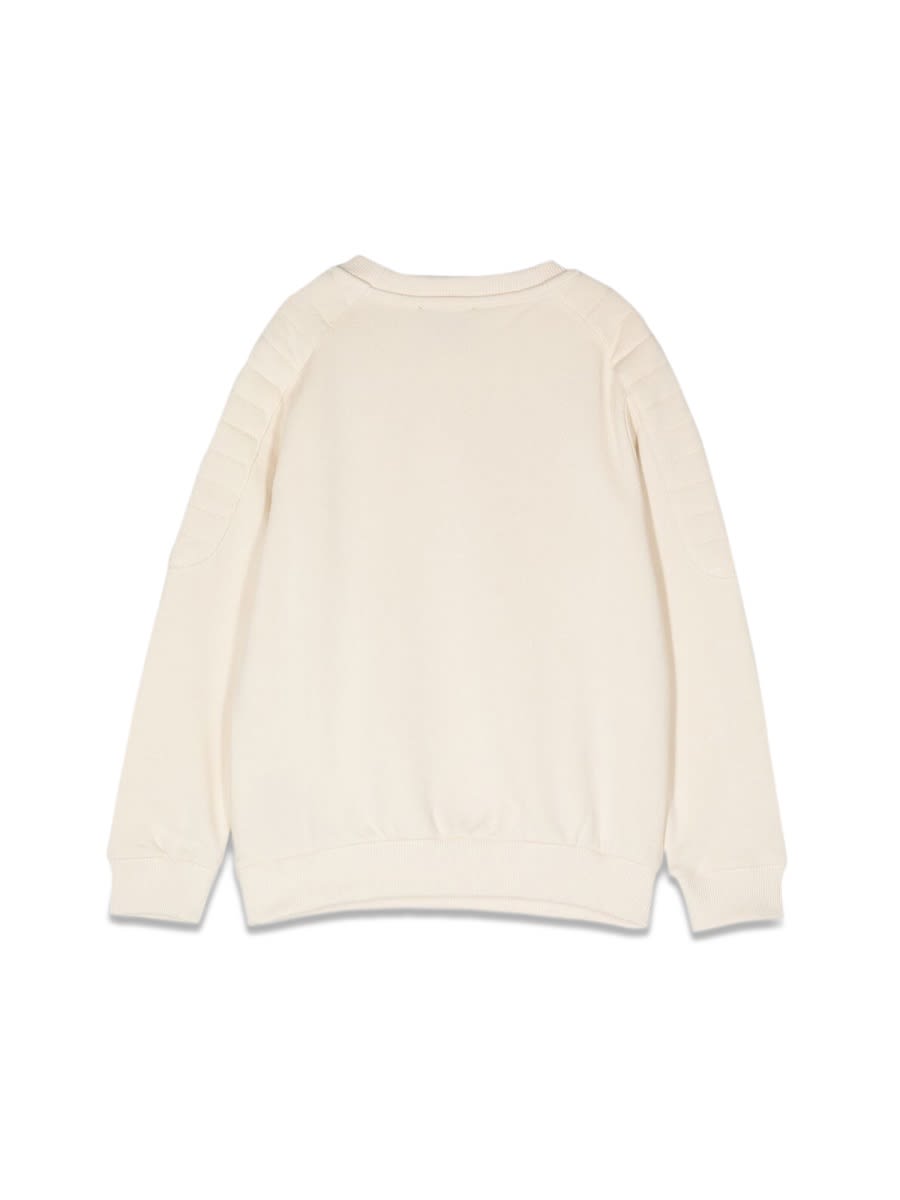 Shop Balmain Logo Crewneck Sweatshirt In Beige