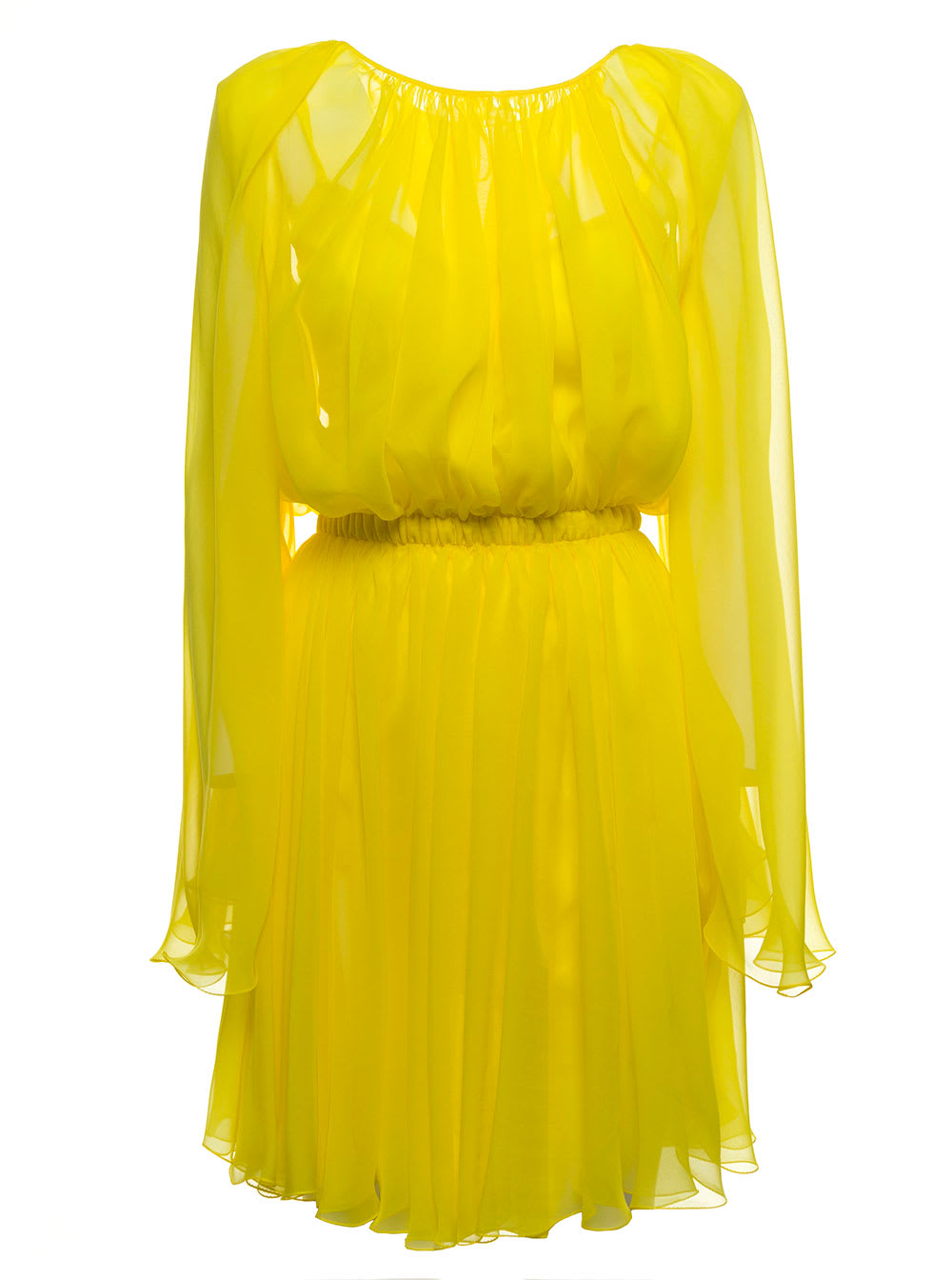 dolce & gabbana yellow silk chiffon dress
