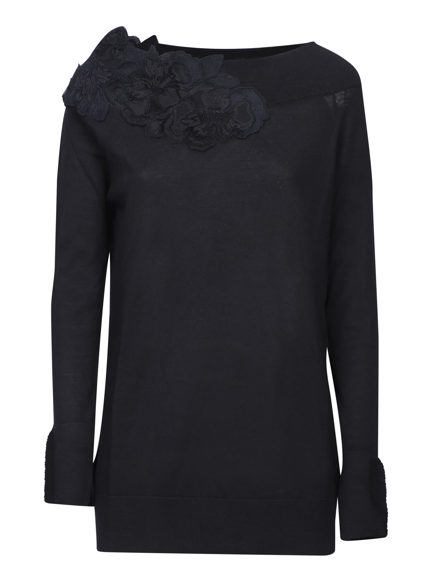 Ermanno Scervino Black Embroidered Sweater