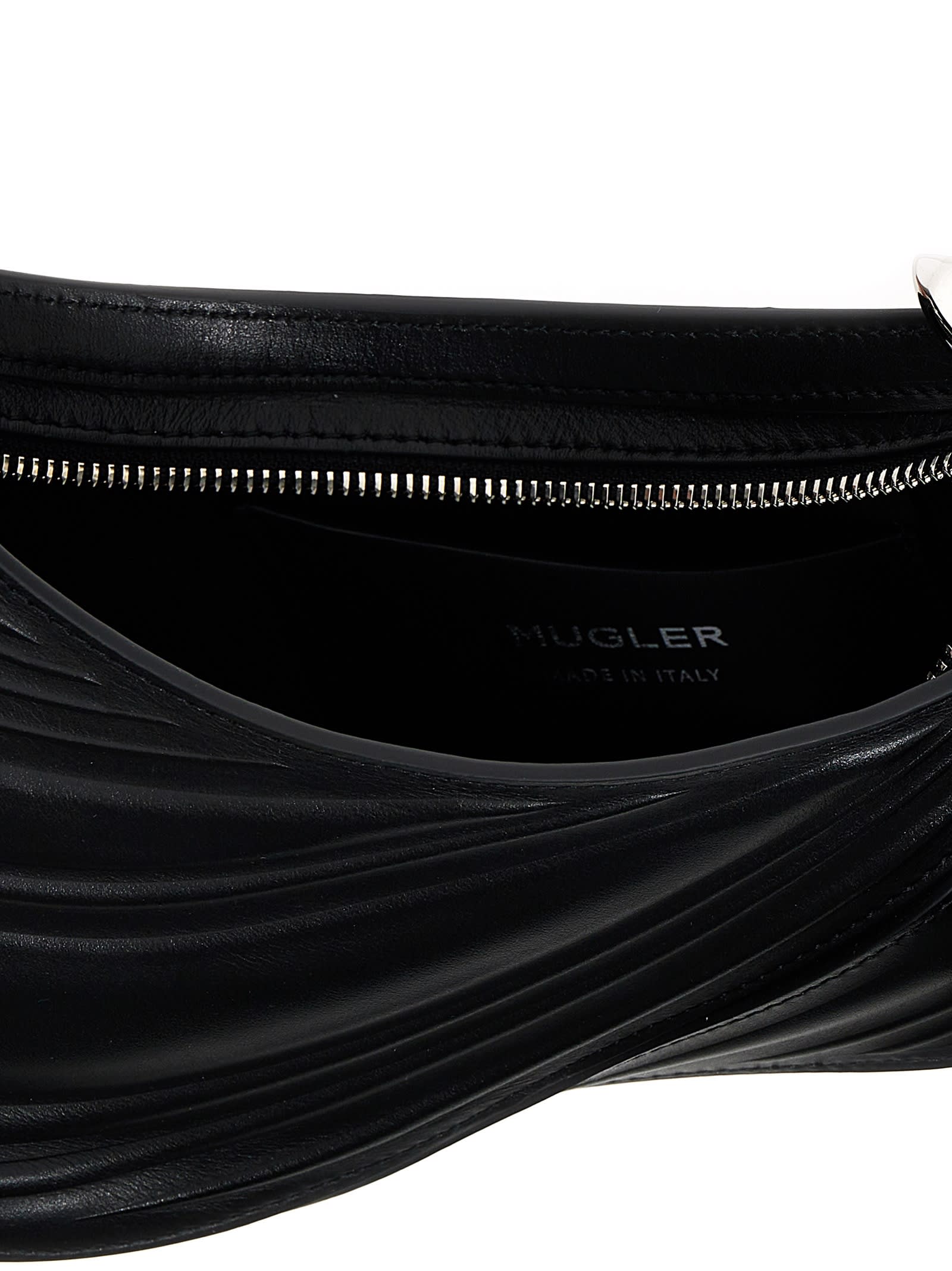 Shop Mugler Small Embossed Spiral Curve 01 Handbag In Black