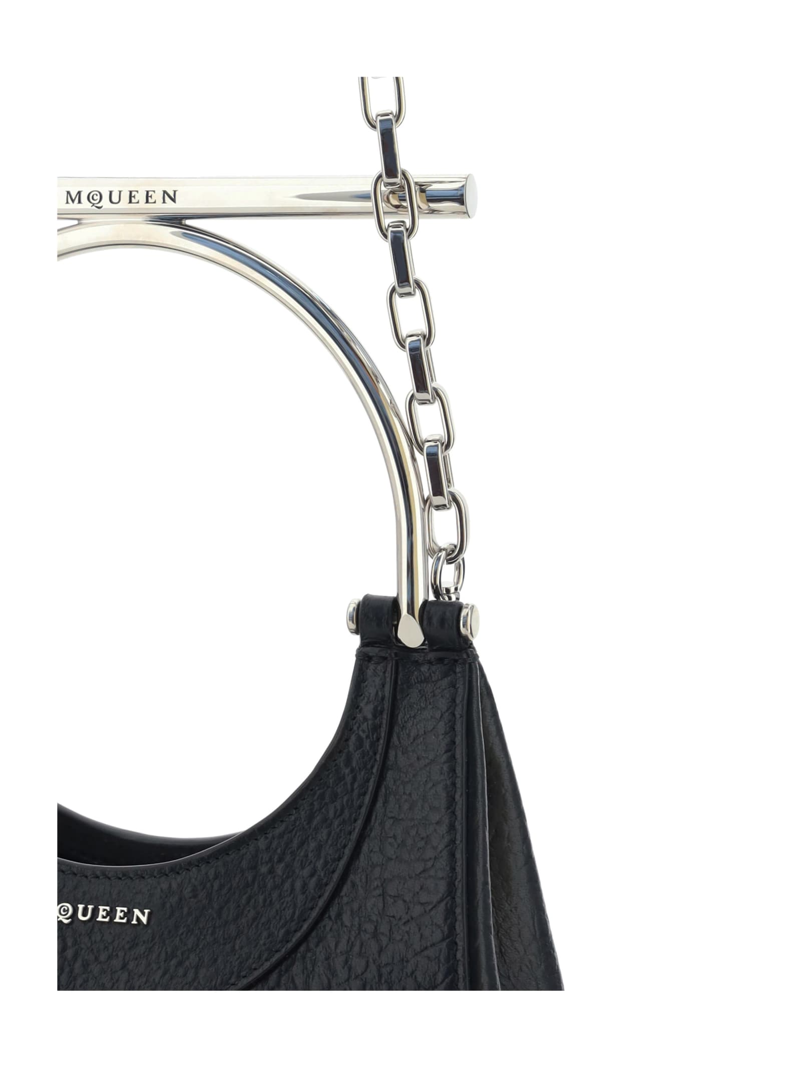 Shop Alexander Mcqueen Cross Bar Hand Bag In Black/silver