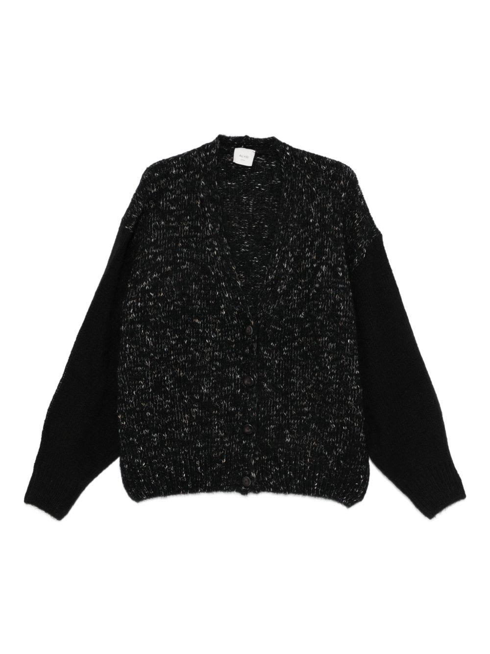 Alysi Wool And Cotton Blend Cardigan In Black