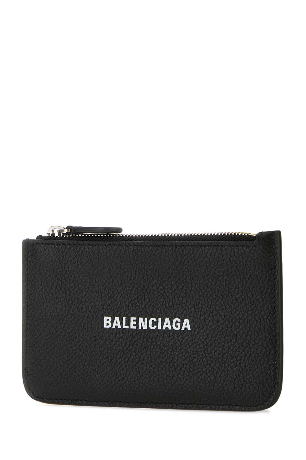 Shop Balenciaga Black Leather Card Holder In Blacklwhite